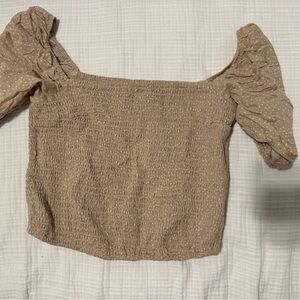 Abercrombie & Fitch Beige Smocked Blouse